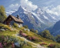 Drawing of a tranquil mountain retreat