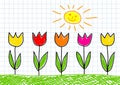 Drawing of tulips Royalty Free Stock Photo