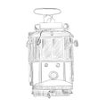 Drawing of a turkish tram on a white background