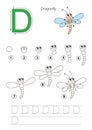 Drawing tutorial. Game for letter D. Royalty Free Stock Photo