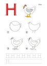 Drawing tutorial. Game for letter. Royalty Free Stock Photo