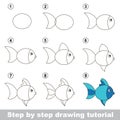 Drawing tutorial. How to draw a Cute Fish Royalty Free Stock Photo