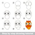 Drawing tutorial. How to draw a Cute Owl Royalty Free Stock Photo