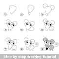 Drawing tutorial. How to draw a Little Mouse Royalty Free Stock Photo