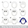 Drawing tutorial. How to draw a Penguin Royalty Free Stock Photo