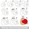 Drawing tutorial. Red snail.