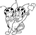 Drawing of Two Amorous Ladybugs