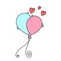 Drawing of two balloons with heart shapes Royalty Free Stock Photo