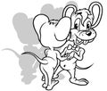 Drawing of a Two Dancing Amorous Mouses Royalty Free Stock Photo