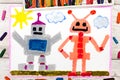 Drawing: Two different robots Royalty Free Stock Photo