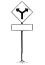 Drawing of Two Ways Arrow Traffic Sign Royalty Free Stock Photo