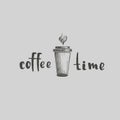 Drawing vector coffee cafe drink drinks restaurant logo cappuccino latte linear word calligraphy black on light background