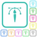 Drawing vector curve with brush tool vivid colored flat icons Royalty Free Stock Photo