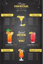 Drawing vertical cocktail menu design