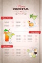 Drawing vertical color cocktail menu design Royalty Free Stock Photo