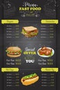 Drawing vertical color fast food menu design