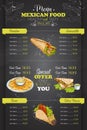 Drawing vertical color mexican food menu