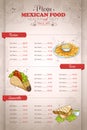 Drawing vertical color mexican food menu Royalty Free Stock Photo