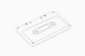 Drawing of vintage audio cassette tape in pencil sketch style isolated on white background Royalty Free Stock Photo