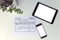 Drawing of website development wire frame. Structure of web page. Web design Royalty Free Stock Photo