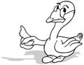 Drawing of a White Goose with a Raised Wing from Side View Royalty Free Stock Photo