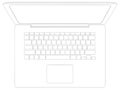 Drawing of wire-frame open laptop. Top view Royalty Free Stock Photo