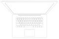 Drawing of wire-frame open laptop. Top view Royalty Free Stock Photo
