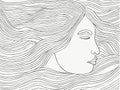 A Drawing Of A Woman_S Face With Long Hair - Tablet beach woman