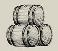 Drawing wood barrel