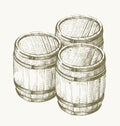 Drawing wood barrel