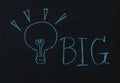 Drawing word big and light bulb Royalty Free Stock Photo