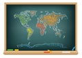 Drawing world map by a chalk Royalty Free Stock Photo