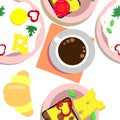 Drawing for wrapping paper. bright fabric for household items. vegetarian breakfast