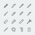 Drawing and writing tools icons in thin line style Royalty Free Stock Photo