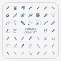 Drawing and writing tools icon set in thin line style Royalty Free Stock Photo