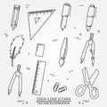 Drawing and writing tools icon thin line for web and mobile. Royalty Free Stock Photo