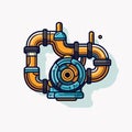 Vector of a colorful vector illustration of a pipe with yellow and blue colors