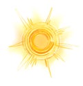 Drawing yellow sun with rays - sketch