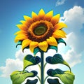 drawing of a yellow sunflower against a blue sky Royalty Free Stock Photo