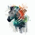 Drawing Zebra Portrait Paint Watercolor Vibrant Colors Generative AI