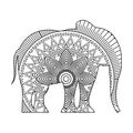 Drawing zentangle for elephant adult coloring page Royalty Free Stock Photo