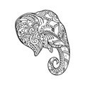 Drawing zentangle elephant, for coloring book for adult or other decorations Royalty Free Stock Photo