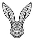 Drawing zentangle rabbit for coloring page, shirt design effect, logo, tattoo and decoration. Collection of animals.