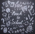 Drawings the chalkboard on the new academic year, fall, school supplies Royalty Free Stock Photo