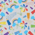 Drawings with colored pencils. Wave. Seamless pattern. Royalty Free Stock Photo