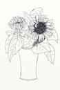 Drawings of flowers with leaves