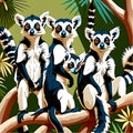 drawings about a group of playful lemurs in madagascar a beautif.