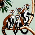 drawings about a group of playful lemurs in madagascar a beautif.