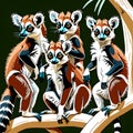drawings about a group of playful lemurs in madagascar a beautif. Royalty Free Stock Photo