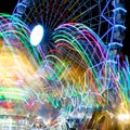 Drawings of lights and fair ferris wheel background Royalty Free Stock Photo